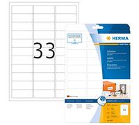 HERMA Etichette Universali, 63,5 x 25,4 mm, Etichette Adesive A4 per Stampante, 33 Etichette per Foglio, Bianco