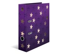 Herma Folder A4 Stars, 7 cm Wide, Children's Ring Binder with Purple Star Motif,