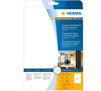 HERMA 8020 Self Adhesive Clear Film Labels, 1 Label per A4 Sheet, 25 Sheets, 210