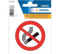 HERMA 5736 Etichette per Note con Stampa Non Fumare, Resistenti alle intemperie (Diametro 57 mm, Diametro 40 mm, Diametro 30 mm, 1 Foglio, Pellicola, Opaca), autoadesive, Etichette di Testo adesive