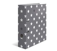 HERMA Lever Arch File Stars with Grey with White Stars Motif, A4, 70 mm Spine, w