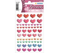 HERMA LOVE Amore, adesivi per San Valentino, matrimonio, artigianato, scrapbooking, regalo, 36 adesivi decorativi permanente Cuori colorati e allegri