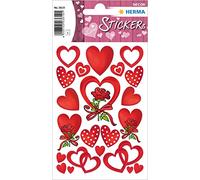 HERMA Love Liebe Sticker autoadesivi con motivi d'amore per San Valentino, matrimonio, fai da te, scrapbooking o come regalo, 36 adesivi decorativi permanente Cuori e rose.