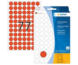Herma Multi-purpose labels ø 13mm red 2464 pcs.