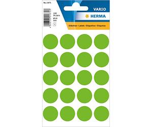 HERMA Multi-purpose labels Ø 19 mm round green paper matt 100 pcs. - self-adhesive labels (Green, Circle, Universal, Cellulose, Matte, Germany)