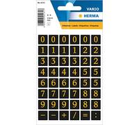 HERMA Numbers 13x13mm 0-9 film black gold embossed 2 sheets Oro etichetta autoadesiva