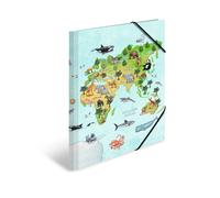 HERMA Portfolio Folder A3 World Map Corner Folder Made of Cardboard with Nursery