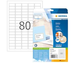 HERMA Premium - Permanent selbstklebende, Matte laminierte Papieretiketten - Weiß - 35.6 x 16.9 mm 2000 Etikett(en) (25 Bogen x 80)