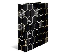 HERMA Raccoglitore A4 nero oro, 7 cm di larghezza, raccoglitore ad anelli per bambini, con motivo elegante, colorato, con finitura lucida, per ragazzi e ragazze