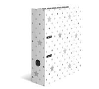 HERMA Lever Arch File Stars with White with Grey Stars Motif, A4, 70 mm Spine, w