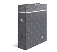 HERMA Registratore a leva con anelli Stelle con motivo Grigio con bordo, A4, dorso 7 cm, cartonato, colori