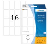 HERMA Removable Labels, 16 Labels per Sheet, 24 Sheets, 25 x 40 mm, 384 Labels,
