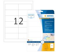HERMA Self Adhesive Clear Heavy Duty Weatherproof Labels, 12 Labels Per A4 Sheet