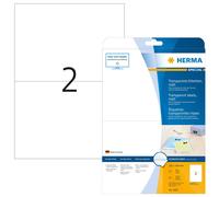 HERMA Self Adhesive Clear Heavy Duty Weatherproof Labels, 2 Labels Per A4 Sheet,