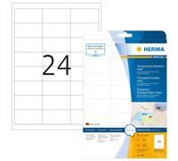 HERMA Self Adhesive Clear Heavy Duty Weatherproof Labels, 24 Labels Per A4 Sheet