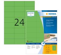 HERMA Self Adhesive Coloured Labels, 24 Labels Per A4 Sheet, 2400 Labels For Pri