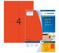HERMA Self Adhesive Coloured Labels, 4 Labels Per A4 Sheet, 400 Labels For Print