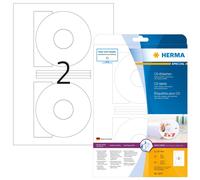 HERMA Self Adhesive Full Face CD Labels,White, 2 Labels Per A4 Sheet, 50 Labels
