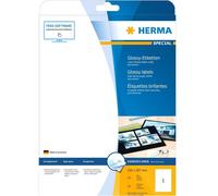 HERMA Self Adhesive High Gloss Labels, 1 Label per A4 Sheet, 25 Sheets, 210 x 29