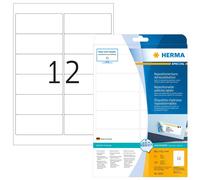 HERMA Self Adhesive Removable Address Mailing Labels, 12 Labels Per A4 Sheet, 30