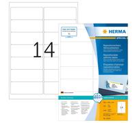 HERMA Self Adhesive Removable Address Mailing Labels, 14 Labels Per A4 Sheet, 14