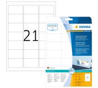 HERMA Self Adhesive Removable Address Mailing Labels, 21 Labels Per A4 Sheet, 52