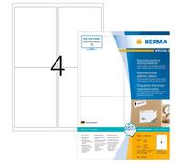 HERMA Self Adhesive Removable Address Mailing Labels, 4 Labels Per A4 Sheet, 400