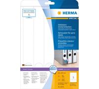 HERMA Self Adhesive Removable Lever Arch File Labels, 5 Labels Per A4 Sheet, 125