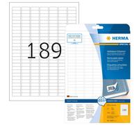 HERMA Etichette autoadesive staccabili A4 25,4 x 10 mm, 189 etichette/foglio, Bianco – 472