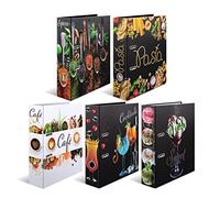 HERMA Set di 5 raccoglitori formato A4, larghezza 7 cm, raccoglitore per ricette fai da te, motivo ricettario con finitura lucida e stampa interna per ricette di cucina