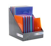 HERMA Set di 75 buste trasparenti per documenti, piccole e grandi, con bottone automatico, in plastica, per scuola, ufficio, viaggi, multicolore