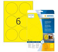 HERMA Signs signalling hard-wearing A4 Ø 85 mm round yellow strong adhesion film
