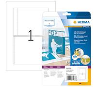 HERMA Sovracopertine CD per Jewelcase, 151 x 118 mm, Etichette Adesive A4 per Stampante, 1 Etichette per Foglio, Bianco