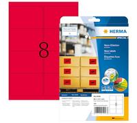 HERMA Special - Permanent selbstklebende, matte, fluoreszierende Papieretiketten - Luminous Red - 99.1 x 67.7 mm 160 Etikett(en) ( 20 Bogen x 8 )
