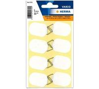HERMA 5753 - Appendini per Quadri, Diametro 26 x 35 mm, Confezione da 8 Pezzi, Carta con Struttura in Lino, Autoadesivo, Adesivo Permanente, carico 100 g, Colore: Bianco