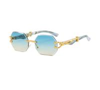 hermaner Occhiali da sole poligonali senza montatura da donna protezione UV400 gradiente lenti cut-edge oro templi a forma di ghepardo di lusso signore sunnies all'aperto strada vacanza viaggio, 1