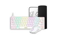 Hermes E4 3-in-1 Combo, tastiera meccanica multicolore al 60%, mouse ergonomico RGB 12800 DPI, tappetino per mouse da gioco esteso antiscivolo