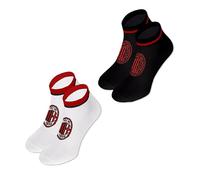 hermet A.C.Milan, 2 Paia Calze Sneaker, Calzini Corti, Pacco da 2, Nero e Bianco, TG. 35/38, Prodotto Ufficiale