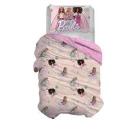 Copripiumino e federa in cotone singolo BARBIE rosa per bambine