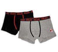 hermet Boxer Uomo AC Milan - Confezione da 2 Pezzi, Taglia S, Nero e Grigio, Mutande Adulto, Cotone Elasticizzato, Prodotto Ufficiale