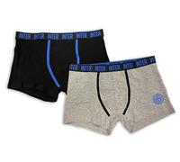 hermet Boxer Uomo Inter - Confezione da 2 Pezzi, Taglia S, Nero e Grigio, Mutande Adulto, Cotone Elasticizzato, Prodotto Ufficiale
