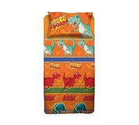 hermet Dinosauri, Set Lenzuolo Singolo Cameretta, Una Piazza, Completo Letto, Lenzuolo Sopra, Lenzuolo Sotto Con Angoli, Federa, 100% Cotone, Arancione