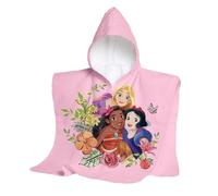 hermet, Disney, Principesse, Telo Mare Con Cappuccio, Poncho Mare Maxi da Bambino, 60x60 cm, Asciugamano da Spiaggia o Piscina, 100% Morbido Cotone
