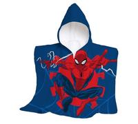 hermet, Disney, Spiderman, Telo Mare Con Cappuccio, Poncho Mare Maxi da Bambino, 60x60 cm, Asciugamano da Spiaggia o Piscina, 100% Morbido Cotone