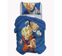 hermet Dragonball, Set Copripiumino Singolo In Cotone, 100% Cotone, Sacco 155x200, Federa 50x80, Letto Cameretta, Prodotto Ufficiale, No Lenzuolo con Angoli