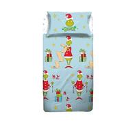 hermet Grinch, Set Lenzuola Letto Singolo In 100% Cotone, Completo Letto 1 Piazza, Lenzuolo da Sopra + Lenzuolo con Angoli + Federa