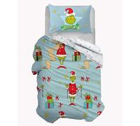 hermet Grinch, Set Sacco Copripiumino Letto Singolo In 100% Cotone, Parure Corpipiumino 1 Piazza, Sacco + Federa