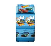 hermet Hotweels, Set Lenzuola Letto Singolo, Completo Letto Singolo Bambino, Lenzuolo Sopra, Lenzuolo Con Angoli, Federa, Azzurro, 100% Cotone, Prodotto Ufficiale