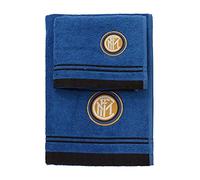 hermet Inter 8907 020 2120 Set Asciugamano e Ospite in Spugna, 100% Cotone, Nero/Azzurro, 100 x 60 x 1 cm