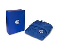 hermet Inter, Accappatoio con Cappuccio, Accappatoio Unisex, in Spugna 380 gsm, 100% Cotone, Logo dell' Inter Lato Cuore, Taglia L